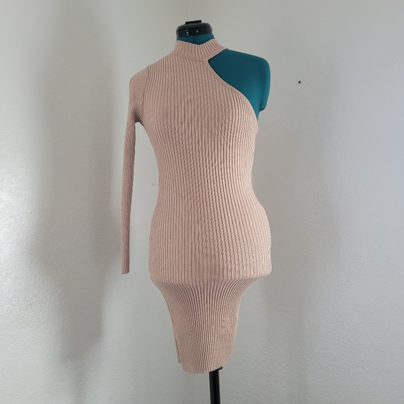 Privy One Shoulder Brown Tan Bodycon Women’s Dress Size Small - Picture 1 of 9